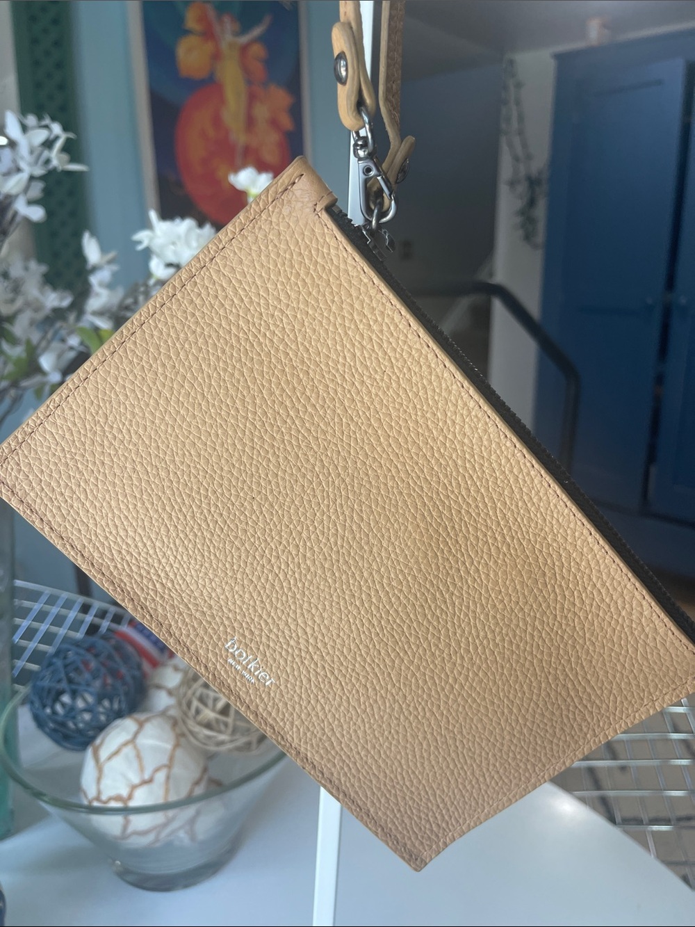 Botkier Tan Pebbled Leather Wristlet Clutch